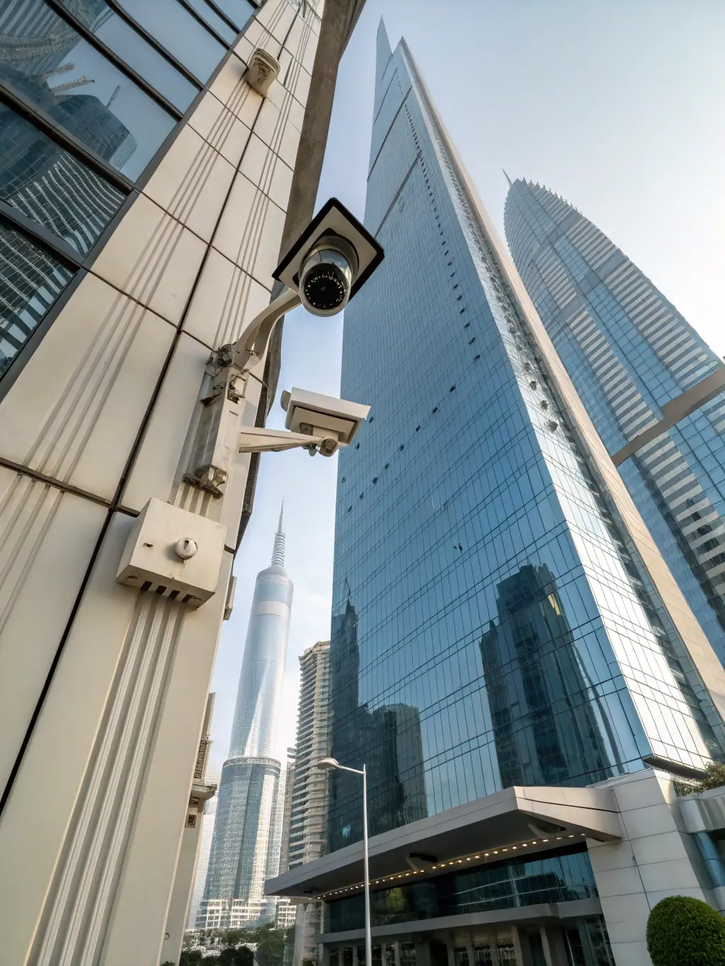 A modern office building with the law firm's logo prominently displayed, symbolizing professionalism and expertise in corporate law.